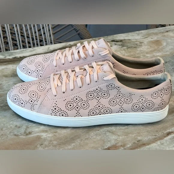 Women’s COLE HAAN Grand OS perforated pink blush leather sneakers-Size 10 - Picture 4 of 10